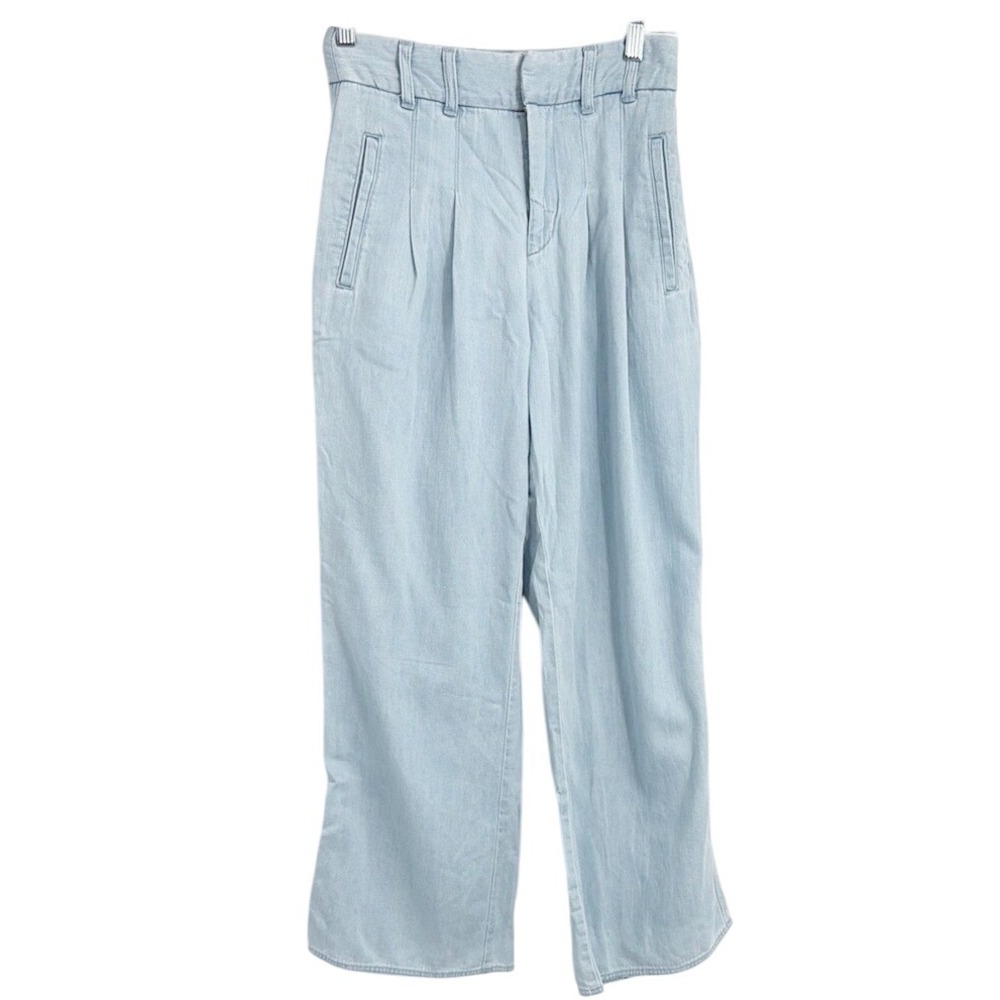 VERONICA BEARD JEANS Layla Light Wash Wide Leg Pleated Denim Pants Size 24 00